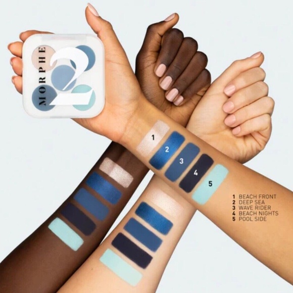 Morphe 2 Ready in 5 Eyeshadow Palette - OCEAN DRIVE Blues Sand Shimmer Matte NEW - Picture 8 of 9